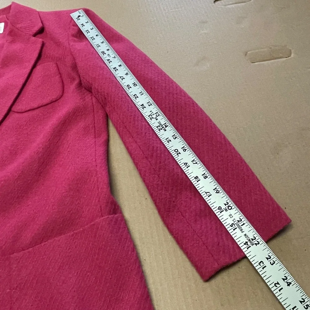 Vintage Women's Size‎ 10 Wool Blend Textured Hot Pink Blazer Jacket Pockets